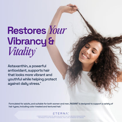 ETERNA RADIANT Healthy Hair Growth Supplement – Biotin, Collagen, Keratin, Hyaluronic Acid | 10-in-1 Formula | 1 Month Supply