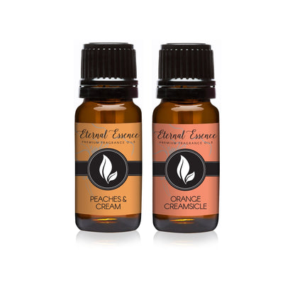 Eternal Essence Oils 2 Pack 10ml Premium Fragrance Oils - Peaches & Cream & Orange Creamsicle