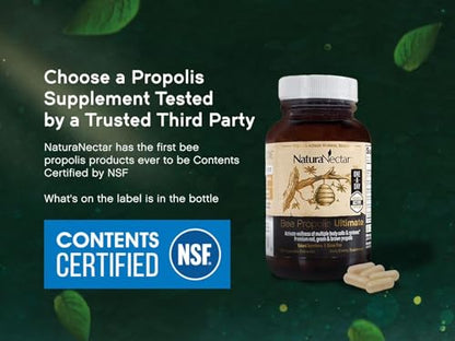 NaturaNectar Ultimate Bee Propolis Capsules - NSF Certified, Gluten-Free (60pcs)