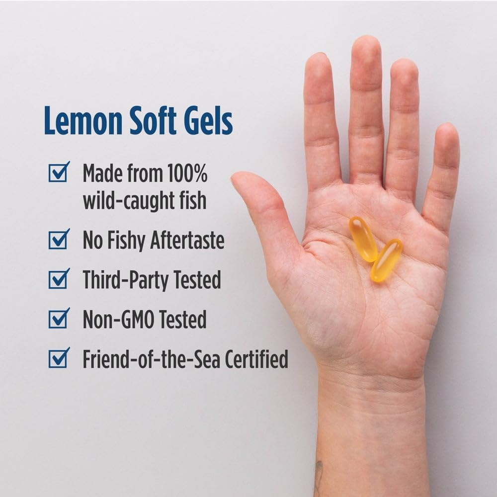 Nordic Naturals Omega-3 Lemon – 180 Soft Gels | 690 mg EPA/DHA | 90 Servings | Non-GMO