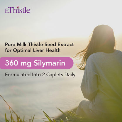 EThistle Liver Wellness – Milk Thistle & Vitamin E Liver Health Formula, Caplets 180 Count