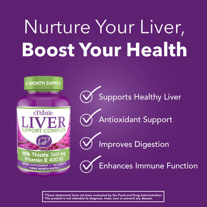 EThistle Liver Wellness – Milk Thistle & Vitamin E Liver Health Formula, Caplets 180 Count