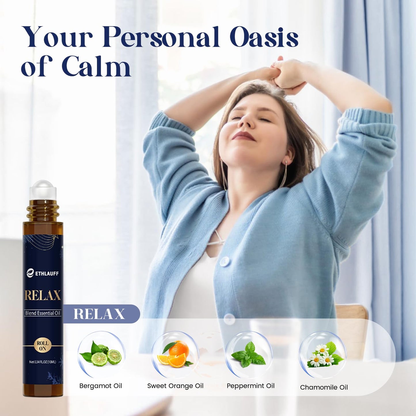 Ethlauff Essential Oil Roller Set: Sleep, Relax, Happiness – Aromatherapy Roll-On Gift