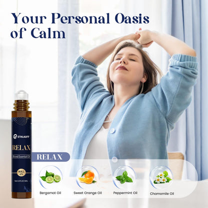 Ethlauff Essential Oil Roller Set: Sleep, Relax, Happiness – Aromatherapy Roll-On Gift