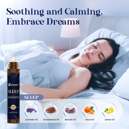 Ethlauff Essential Oil Roller Set: Sleep, Relax, Happiness – Aromatherapy Roll-On Gift