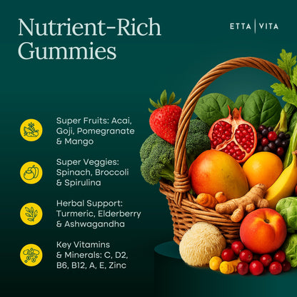 Etta Vita 120 Chews Super Greens Gummies | 9 Superfruits & 30 Veggies