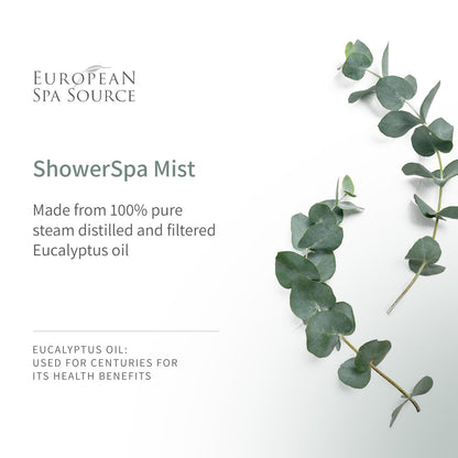 European Spa Source Eucalyptus ShowerSpa Mist Spray for Aromatherapy, At Home Spa Experience, Sinus Congestion Relief, and Tension Relief, 4 fl oz