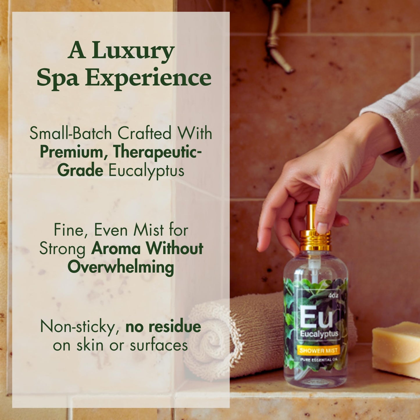 Eucalyptus Shower Spray 2 oz – Spa-Grade Aromatherapy, Made in USA