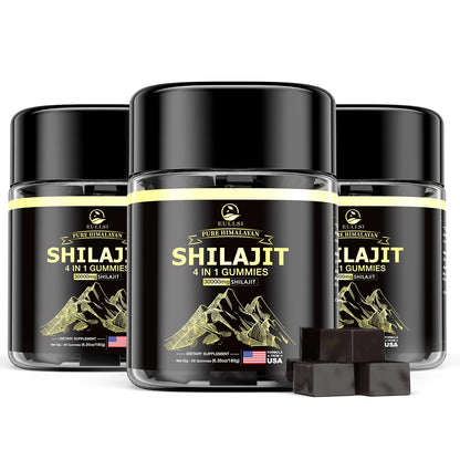 Eullsi Pure Himalayan Shilajit Gummies + Ashwagandha for Energy, Stamina & Immune Support | Vegan Non-GMO, 180 Count