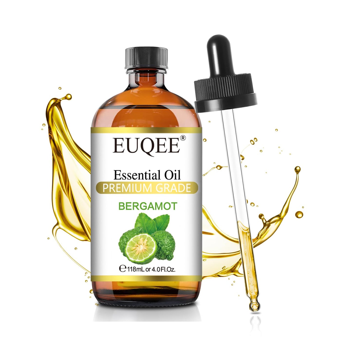 EUQEE Bergamot Essential Oil 118ml – Aromatherapy, Diffuser & Gift Box