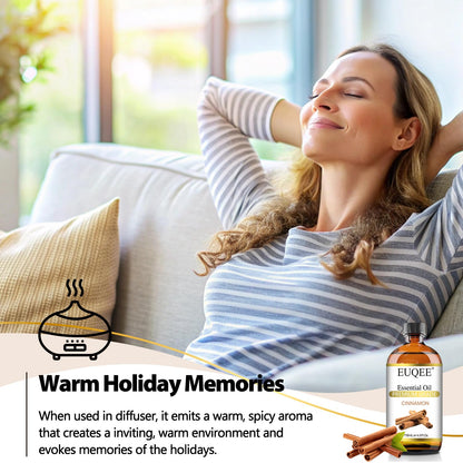 EUQEE Cinnamon Essential Oil 118ml (4 Fl Oz) – Diffuser, Aromatherapy, DIY Soap & Candle Making