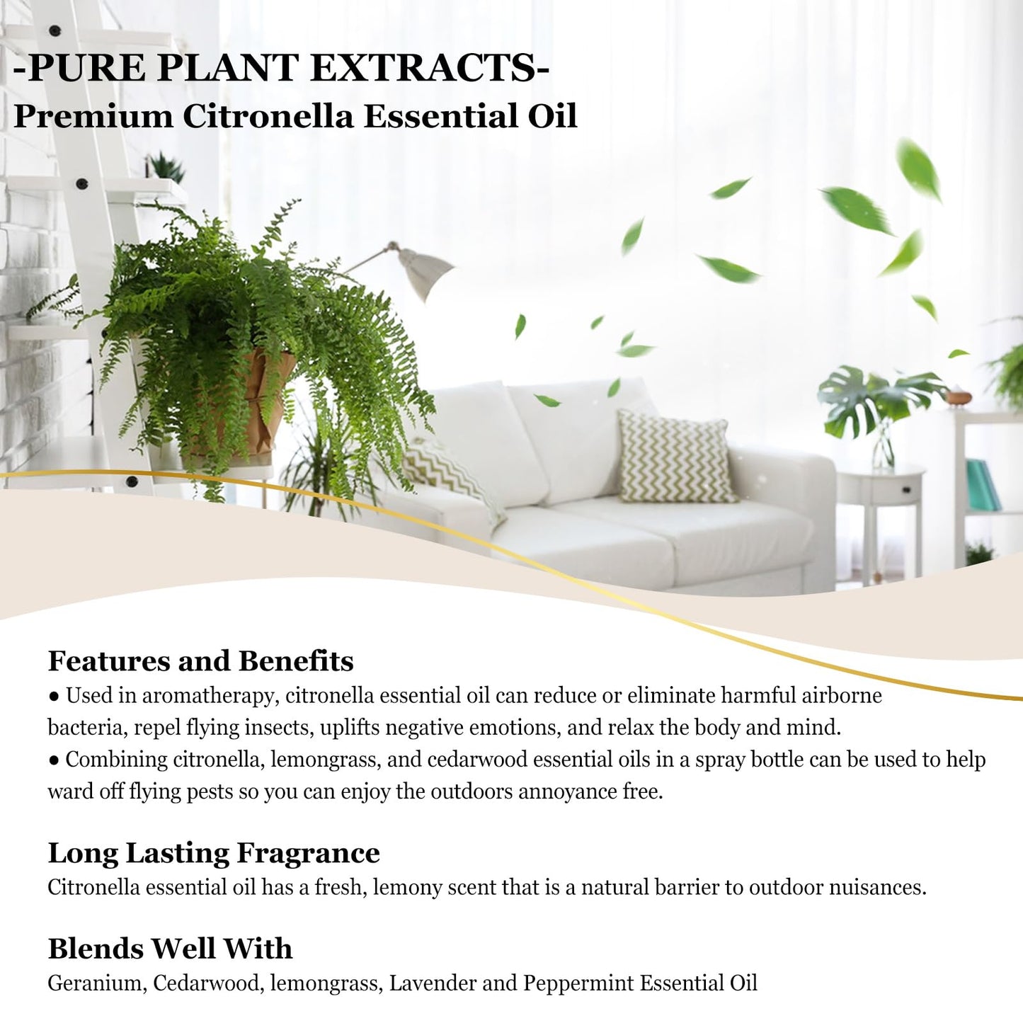 EUQEE Citronella Essential Oil – 118ml Gift Box with Glass Dropper