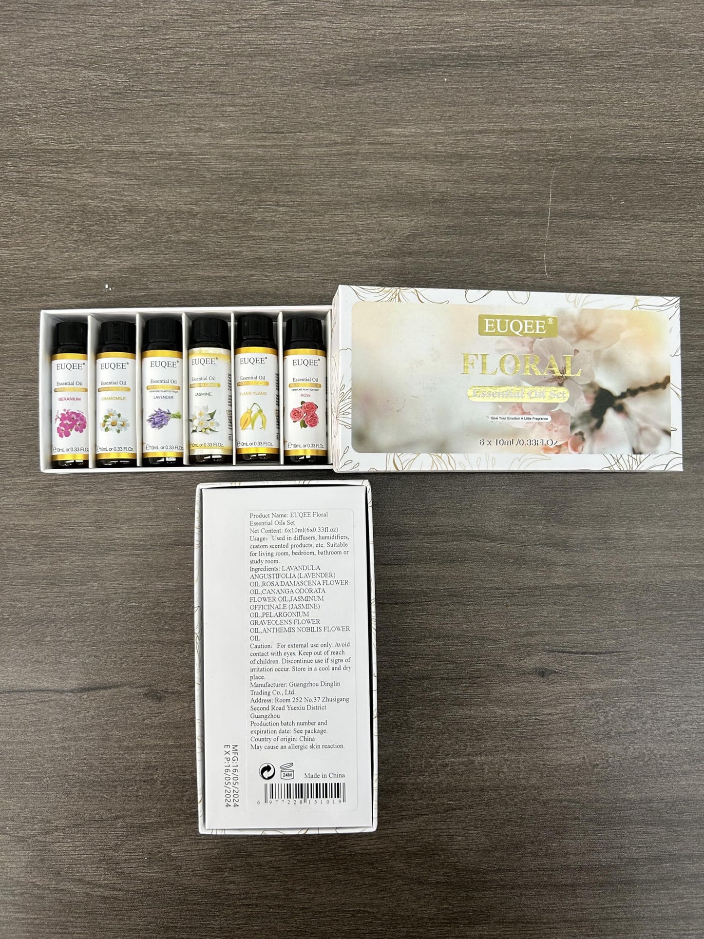 EUQEE Floral Essential Oils Set of 6 – 10ml Diffuser, Soap & Candle Oils