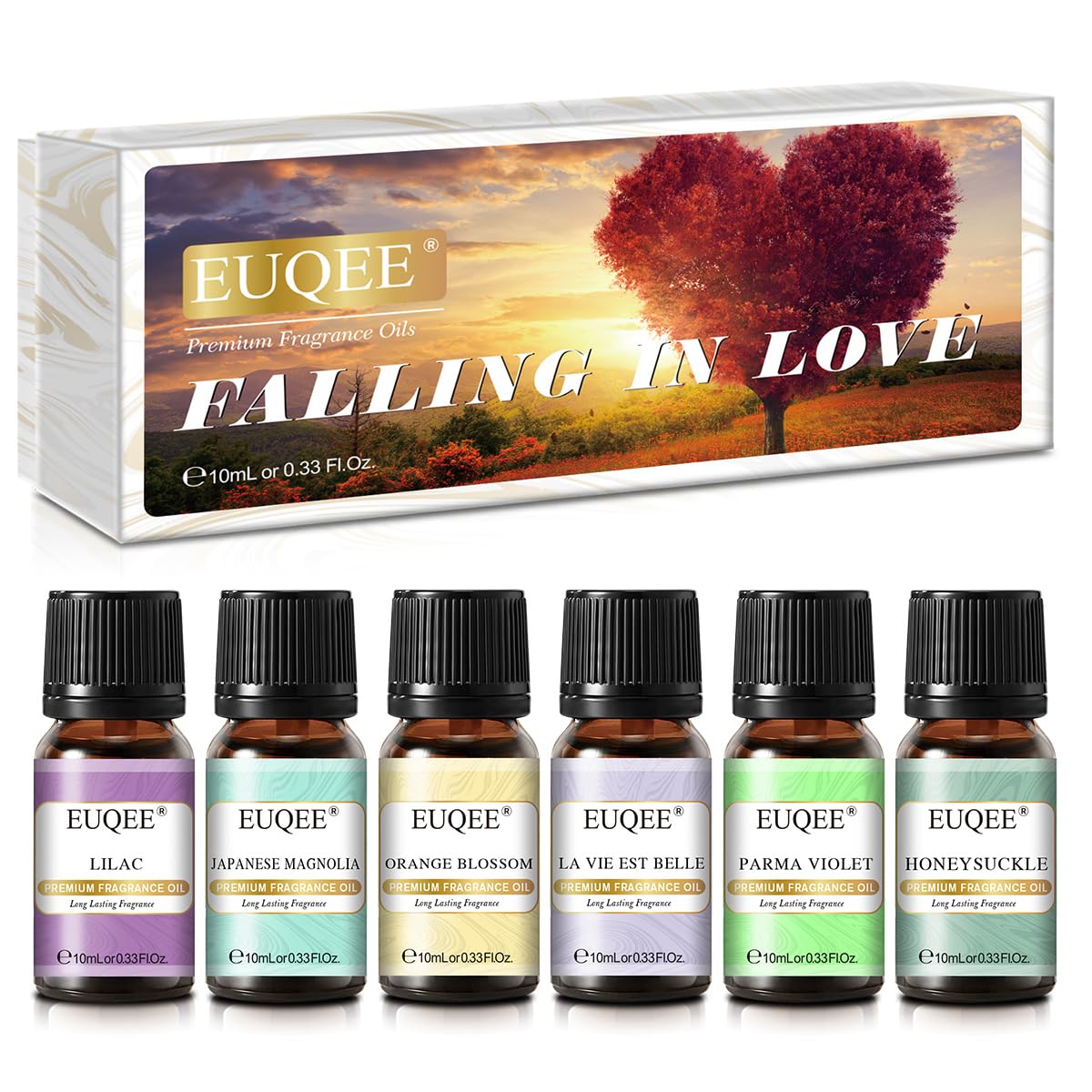 EUQEE Premium Floral Fragrance Oils Set 6x10ml – Diffuser & DIY Candle