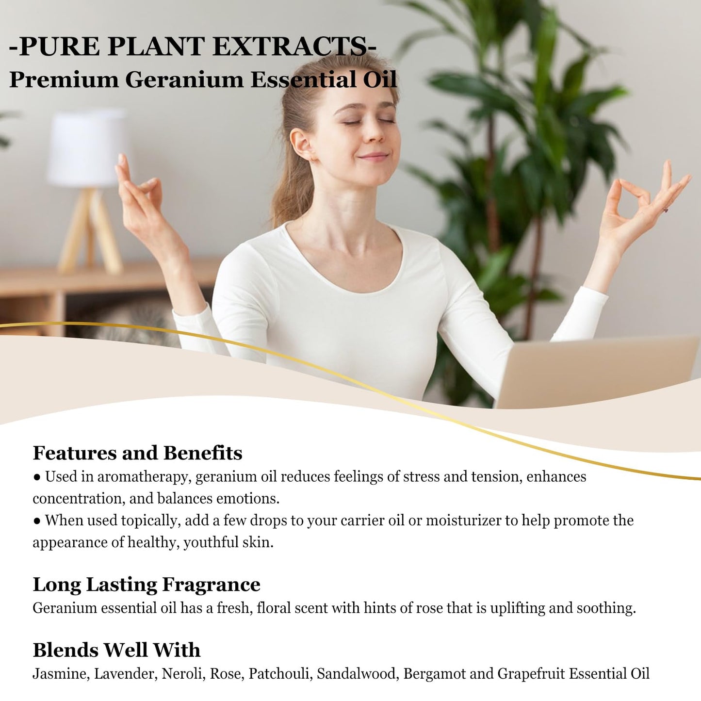 EUQEE Geranium Essential Oil 118 ml | Pure Geranium Oil with Dropper (4 oz)