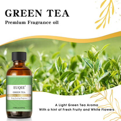 EUQEE Green Tea Fragrance Oils, 2.02 Fl oz / 60ml Essential Oils for Diffuser, Candle Making, DIY Soap with Glass Dropper