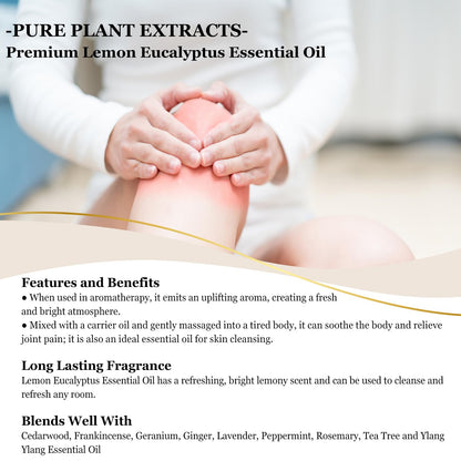 EUQEE Lemon Eucalyptus Essential Oil – 118ml / 4 Fl Oz with Glass Dropper