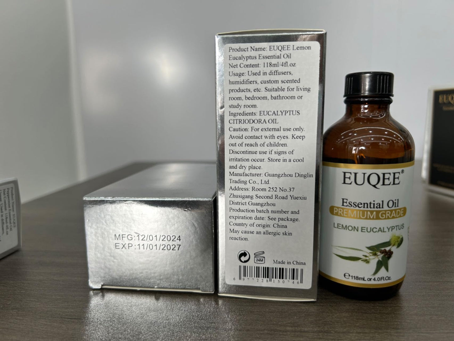 EUQEE Lemon Eucalyptus Essential Oil – 118ml / 4 Fl Oz with Glass Dropper