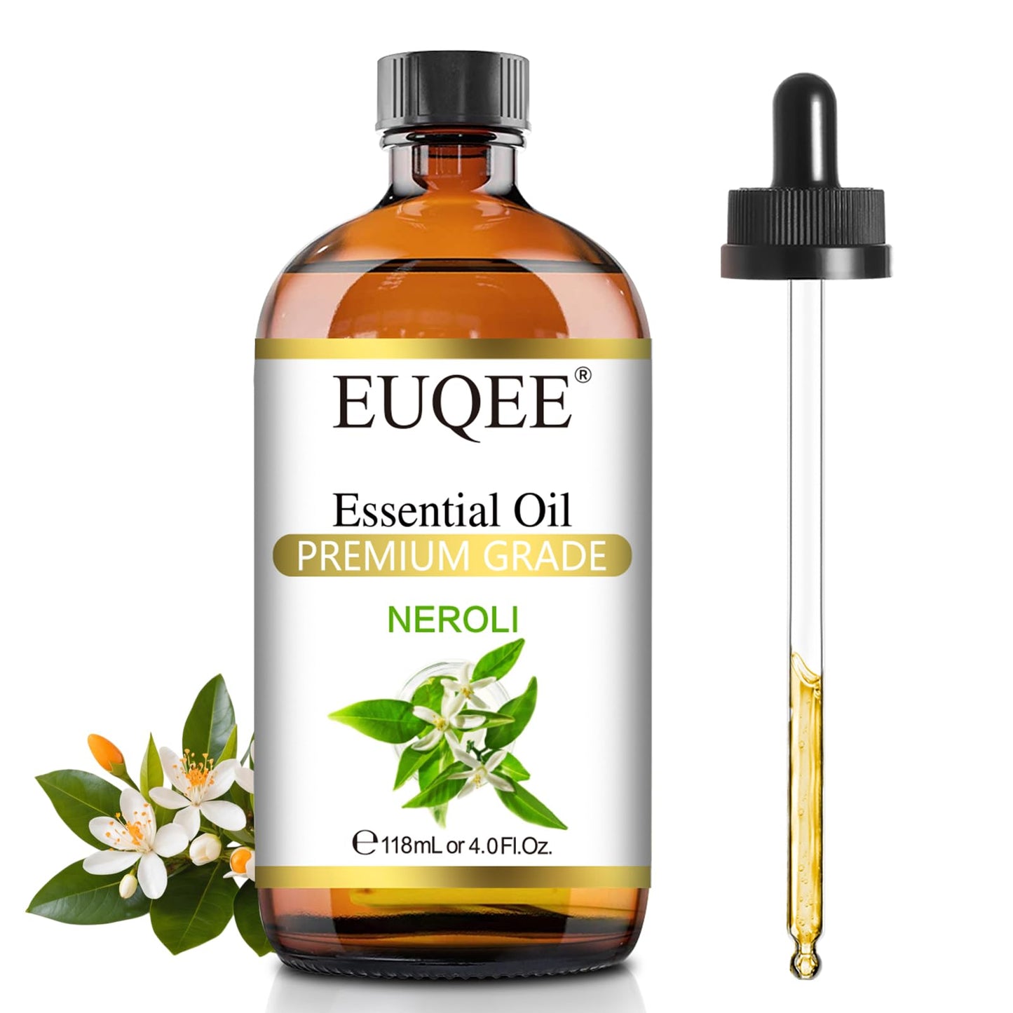 EUQEE Neroli Essential Oil 118mL (4oz) - Pure Neroli Oil for Diffuser, Aromatherapy & DIY Soap