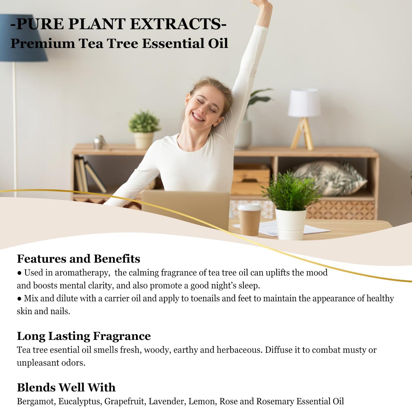 EUQEE Tea Tree Essential Oil 4 oz (118 ml) with Glass Dropper – Aromatherapy, Diffuser & DIY Soap