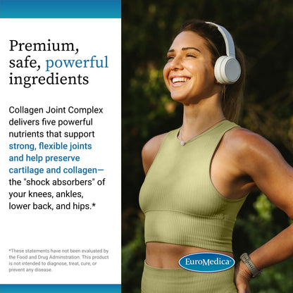 EuroMedica Collagen Joint Complex — Collagen Joint Support with Type II Collagen, Boswellia, Hyaluronic Acid | Lower Back & Knee Support - 60 Capsules