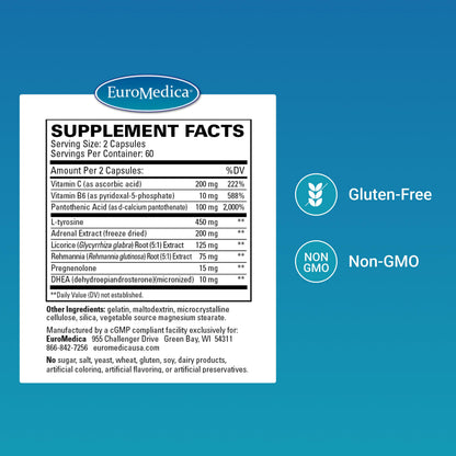 EuroMedica Adrenaplex – Adrenal Gland Support Supplement with Vitamin C & B6 | 120 Capsules