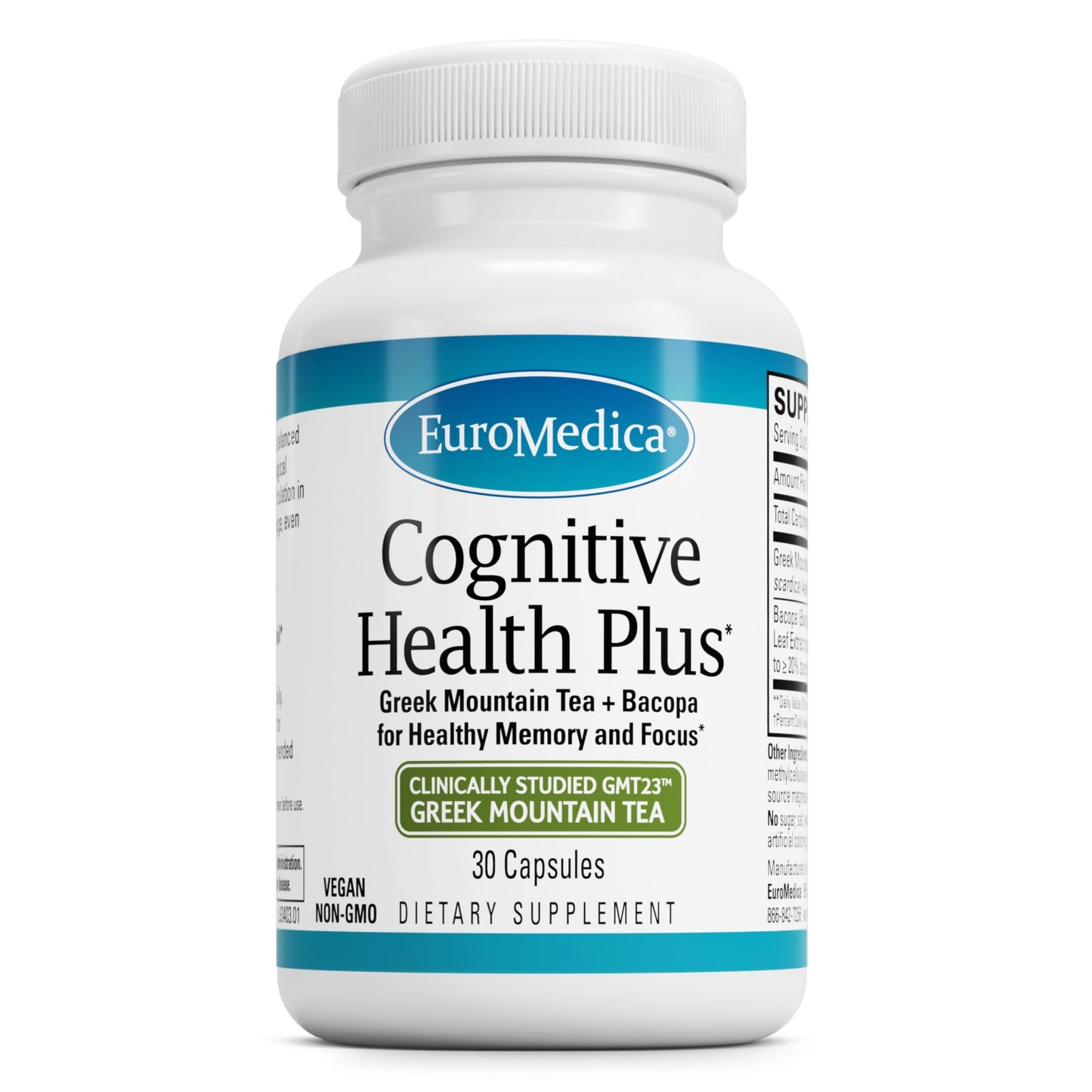 EuroMedica Cognitive Health Plus - Brain Health Supplement for Focus & Memory | Non-GMO & Vegan | 30 Capsules