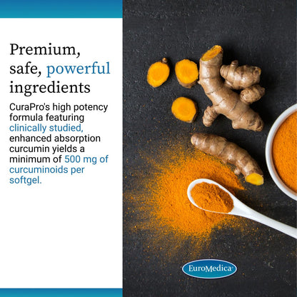 EuroMedica CuraPro: High-Potency Curcumin for Brain & Heart Support - 30 Softgels