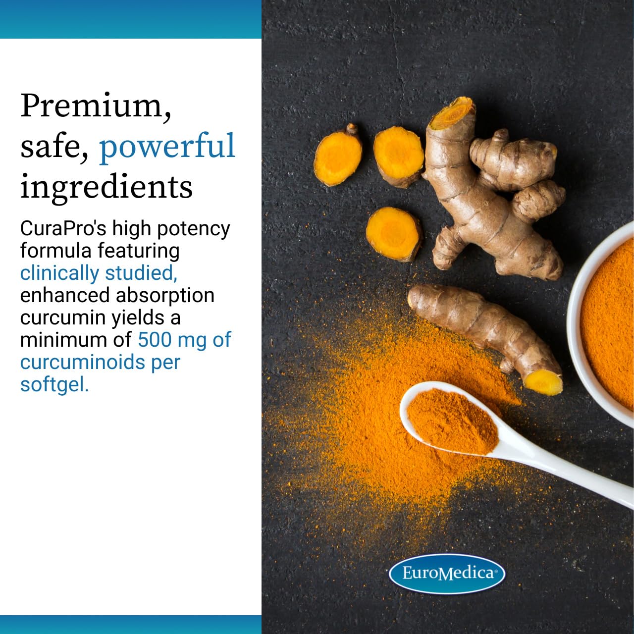 EuroMedica CuraPro: High-Potency Curcumin for Brain & Heart Support - 30 Softgels
