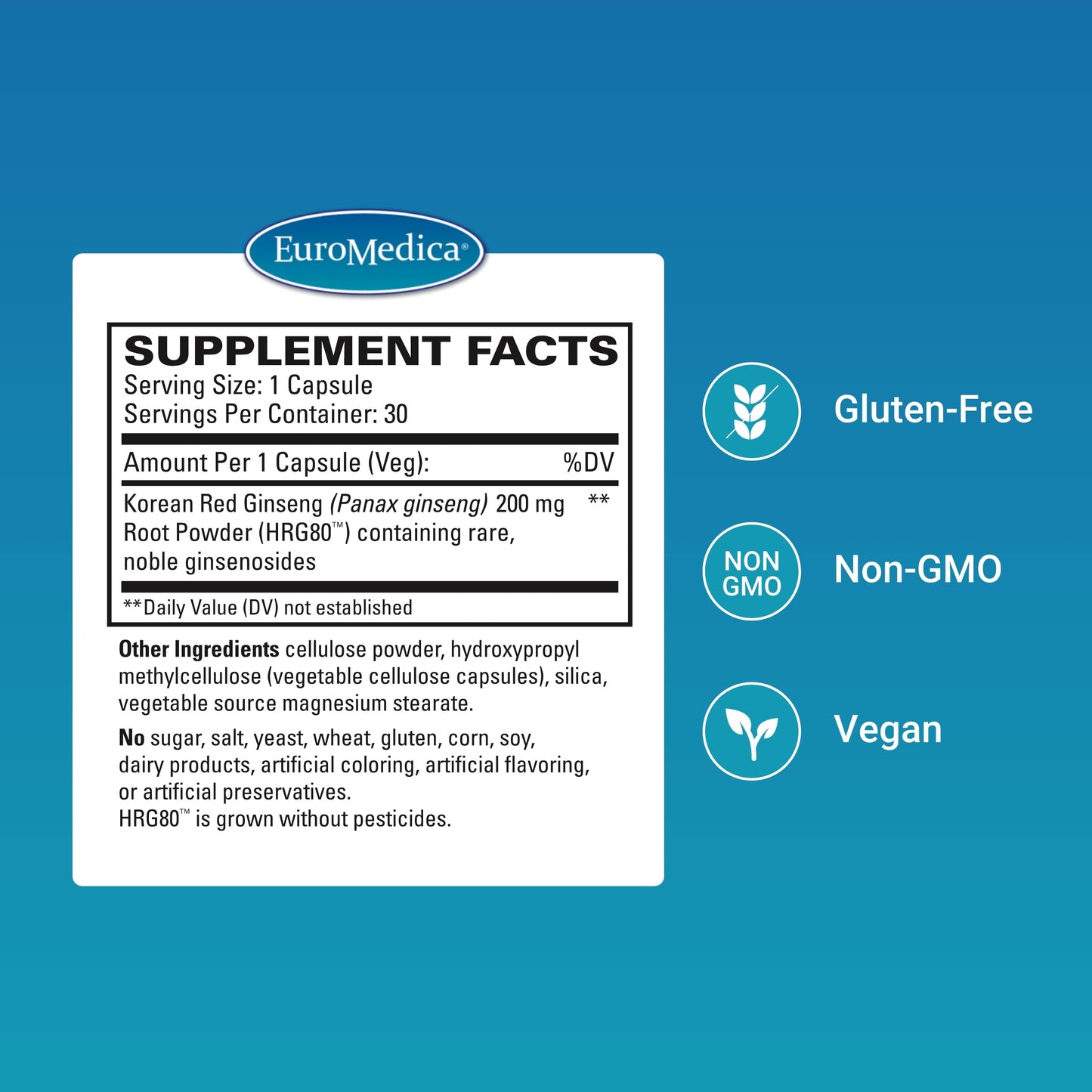EuroMedica Red Ginseng Energy - Vegan Korean Red Ginseng Tablets