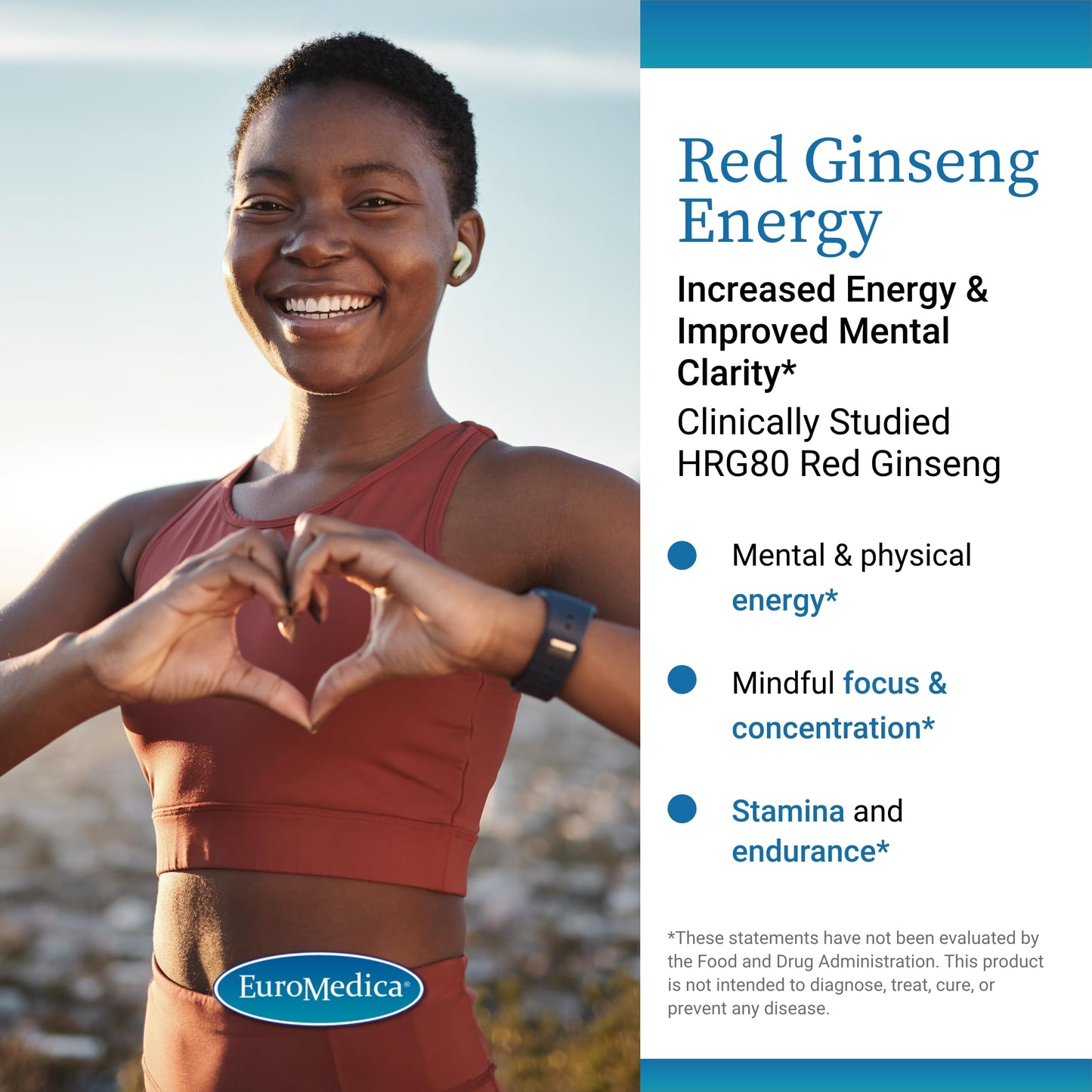 EuroMedica Red Ginseng Energy - Vegan Korean Red Ginseng Tablets