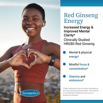 EuroMedica Red Ginseng Energy - Vegan Korean Red Ginseng Tablets
