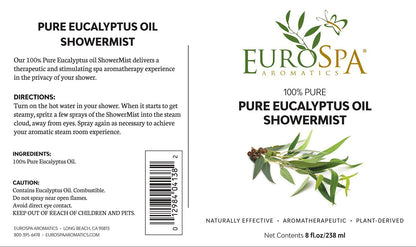 EuroSpa Aromatics Pure Eucalyptus ShowerMist & Steam Room Spray – 8oz, 2 Pack