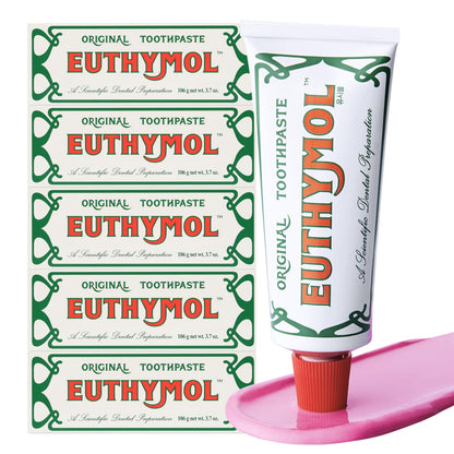 EUTHYMOL Original Toothpaste (3.7oz x5) – Fluoride-Free for Sensitive Teeth & Gums