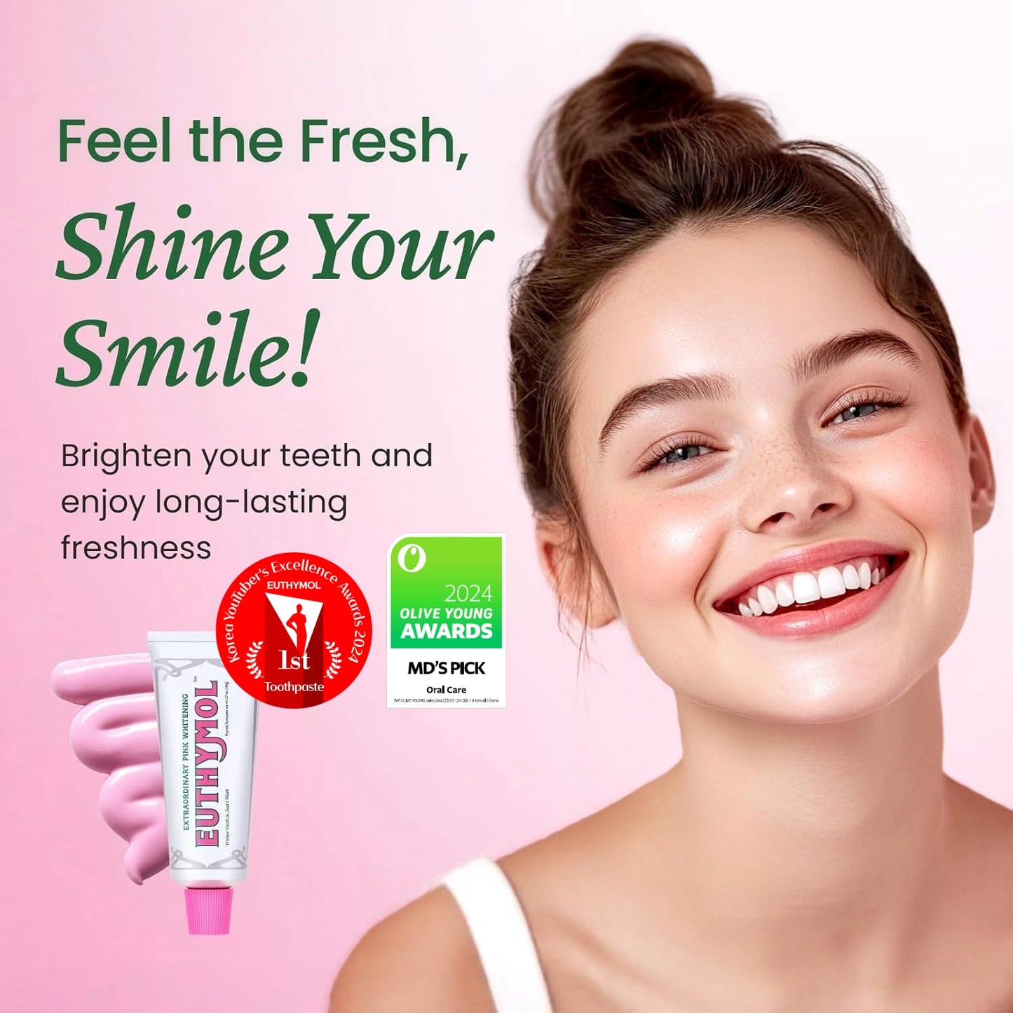 EUTHYMOL Whitening Toothpaste Pack of 2 - 3.7oz Each, Stain Removal in 2 Weeks, Fresh Breath & Cavity Protection
