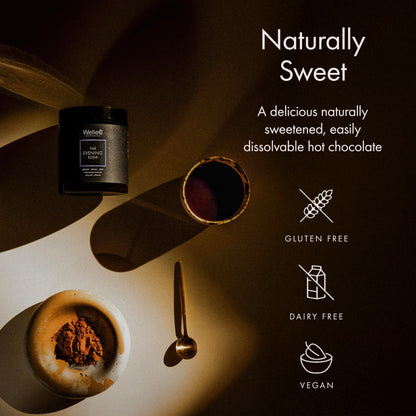 WelleCo Evening Elixir: Vitamin C Hot Chocolate Beauty Drink Mix for Sleep, Skin Glow & Collagen Support | 150g Jar