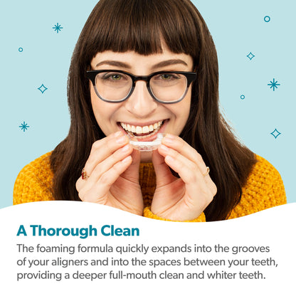 EverSmile AlignerFresh Enamel Guard Fluoride Foam – Aligner & Retainer Cleaner/Whitener with Enamel Protection – Strengthens, Protects & Whitens Teeth, Eliminates Bacteria – Fresh Mint, 1 Pack (50ml)