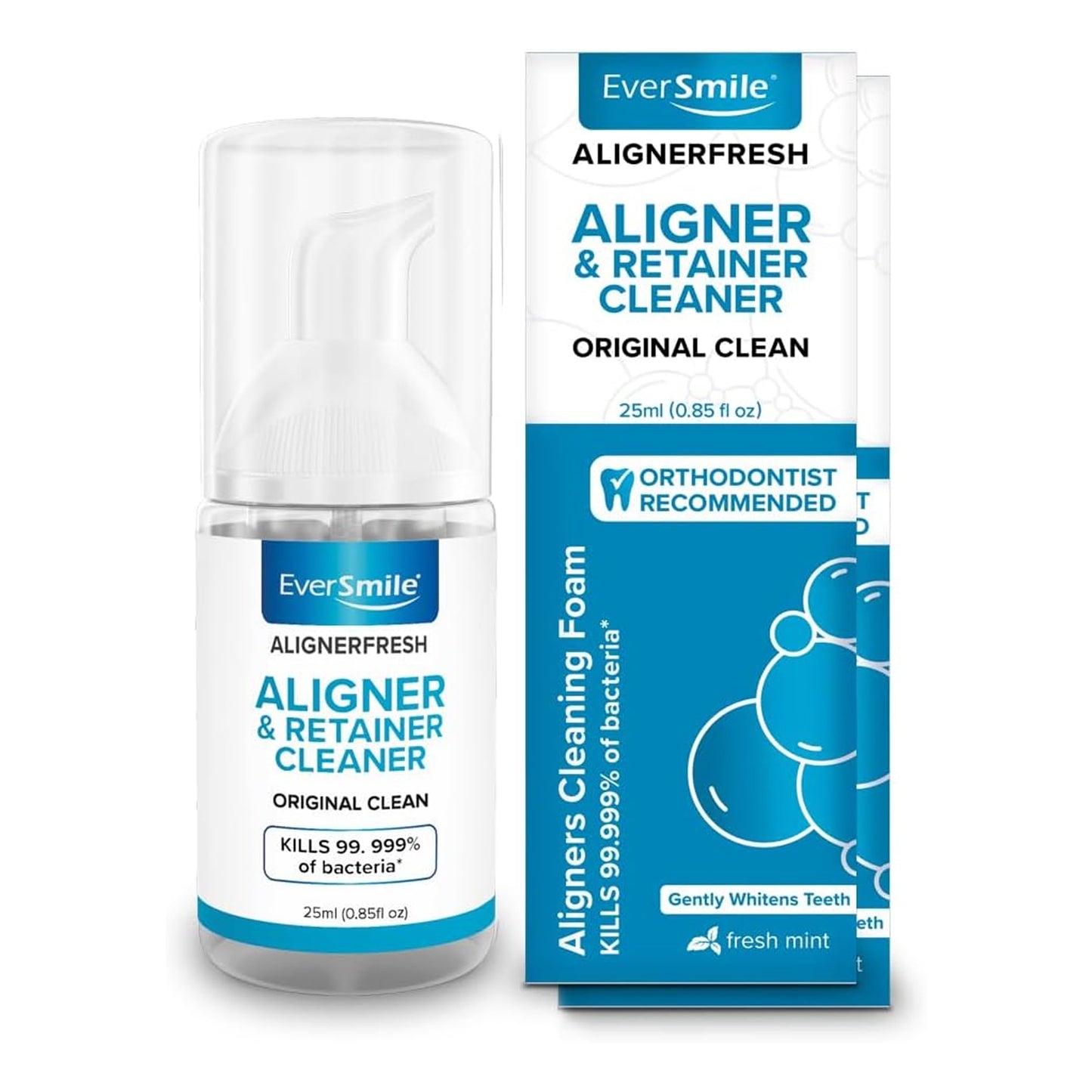 EverSmile AlignerFresh Original Clean Foam – Aligner Cleaner for Invisalign & All Clear Aligners, 25ml (2 Pack)