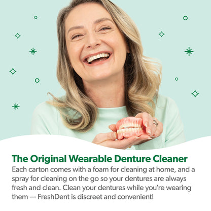 EverSmile FreshDent Denture and Partial Denture Cleaner + Teeth Whitening Spray & Foam - Travel Size 50ml + 10ml (4pk)