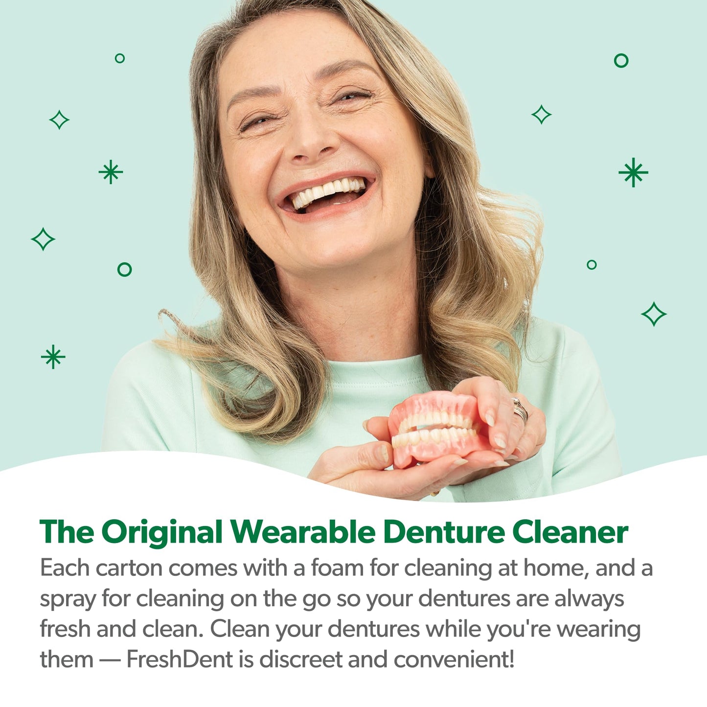 EverSmile FreshDent Denture Cleaner + Teeth Whitening Spray & Foam – 2pc Travel Size (50ml + 10ml)