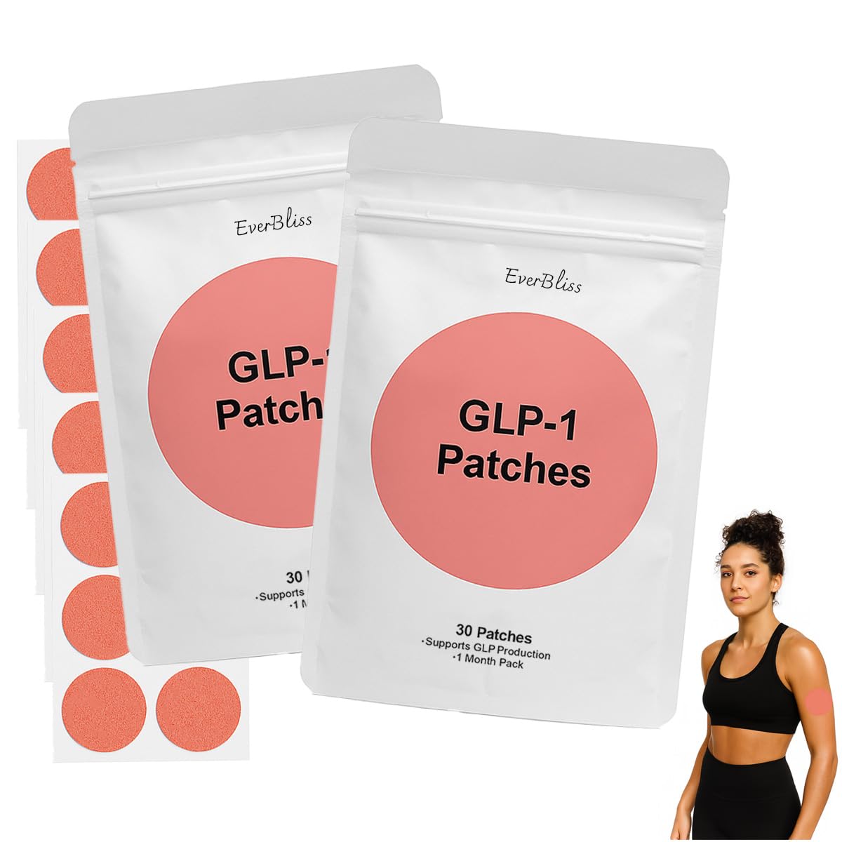 EverBliss GLP1 Patches – 60 Cosmetic Patches for Men & Women (2 Packs) – Plant-Based, Expert Formulated