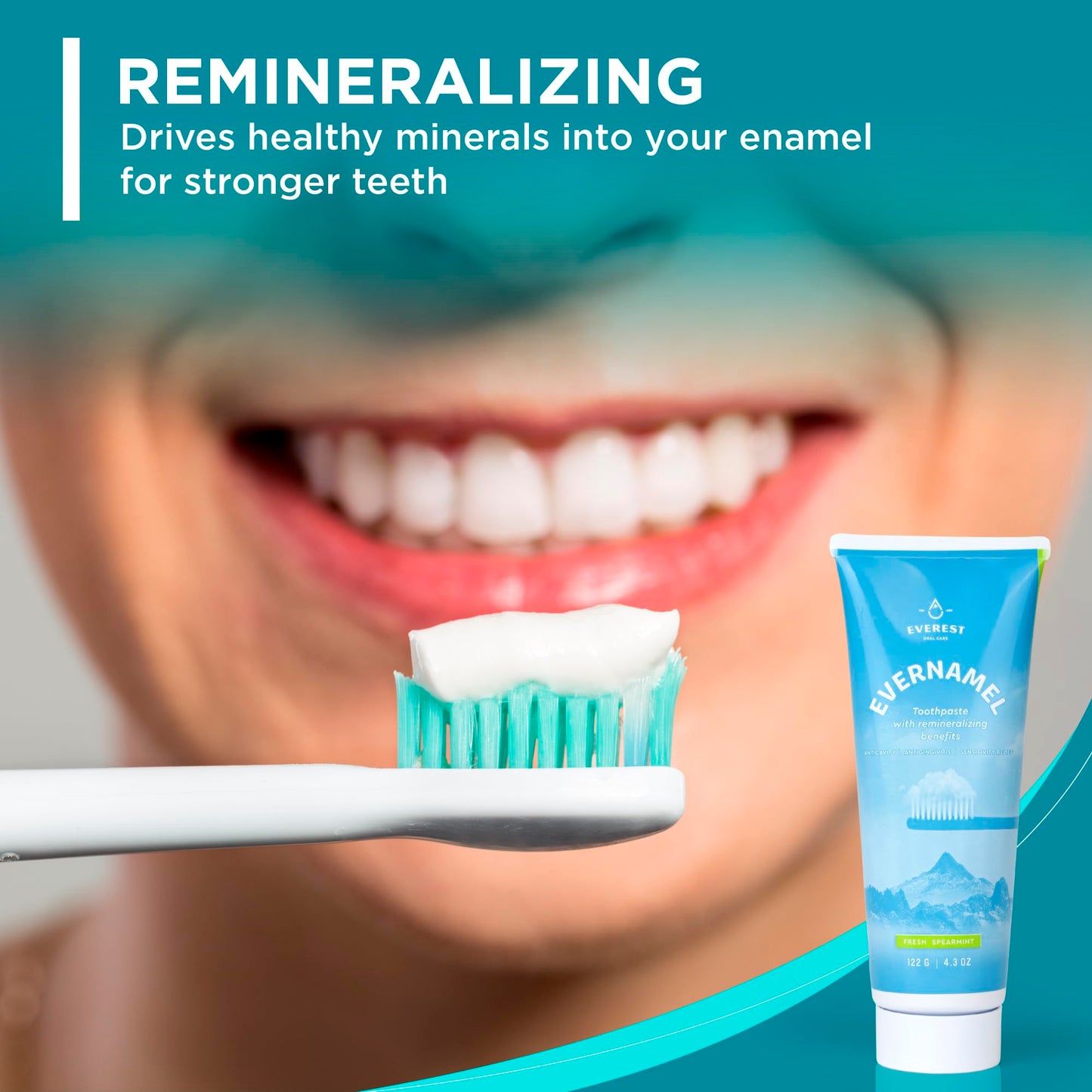 Evernamel Natural Enamel Repair Toothpaste - Fresh Spearmint, 4.3oz (Stannous Fluorie 0.45%)
