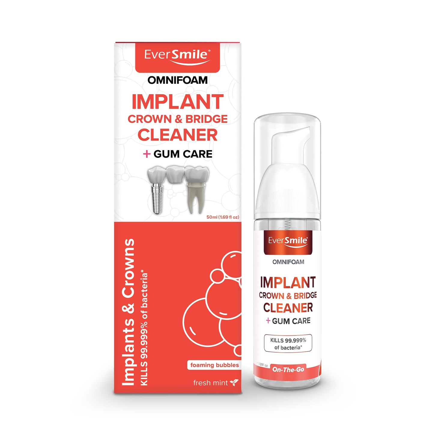Eversmile OmniFoam Dental Cleaner – Cleaning Foam for Implants, Crowns & Bridges – 50ml Bottle | Pack of 1
