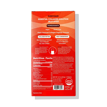 EVERYDAZE Essential Collagen Jelly Stick — 40 Pack (4 x 10ct) | Vegan Collagen Peptide, Pomegranate Flavor
