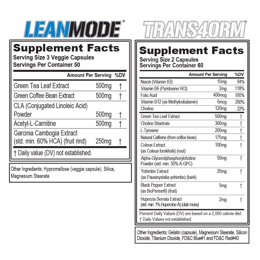 EVL Weight Loss Support Stack — Trans4orm Thermogenic Fat Burner & LeanMode Non-Stimulant