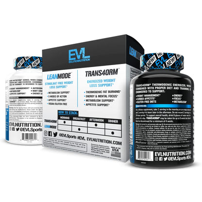 EVL Weight Loss Support Stack — Trans4orm Thermogenic Fat Burner & LeanMode Non-Stimulant