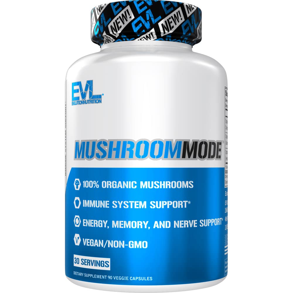 Evlution Vegan Organic Mushroom Capsules – Lions Mane, Cordyceps & Reishi – Nootropics Brain Support