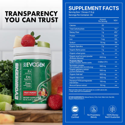 Evogen Evogreens - Super Greens Powder for Recovery, Wellness & Immune Health | 30 Servings