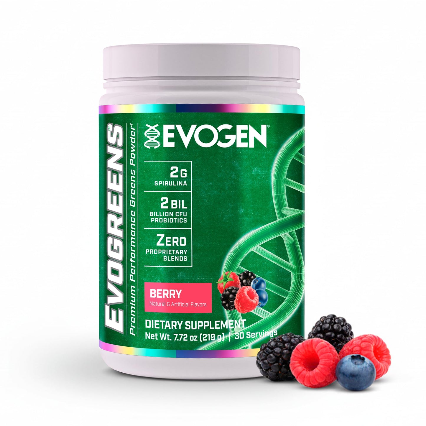 Evogen Evogreens - Super Greens Powder | Recovery, Wellness & Immunity | Berry | 30 Servings