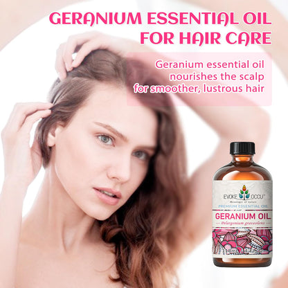 EVOKE OCCU Geranium Essential Oil 4 oz | Pure, Natural for Skin & Hair